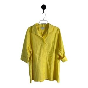 Foxcroft Womens Butter Yellow Non Iron Button Down Shirt Sz 18W Career Wear